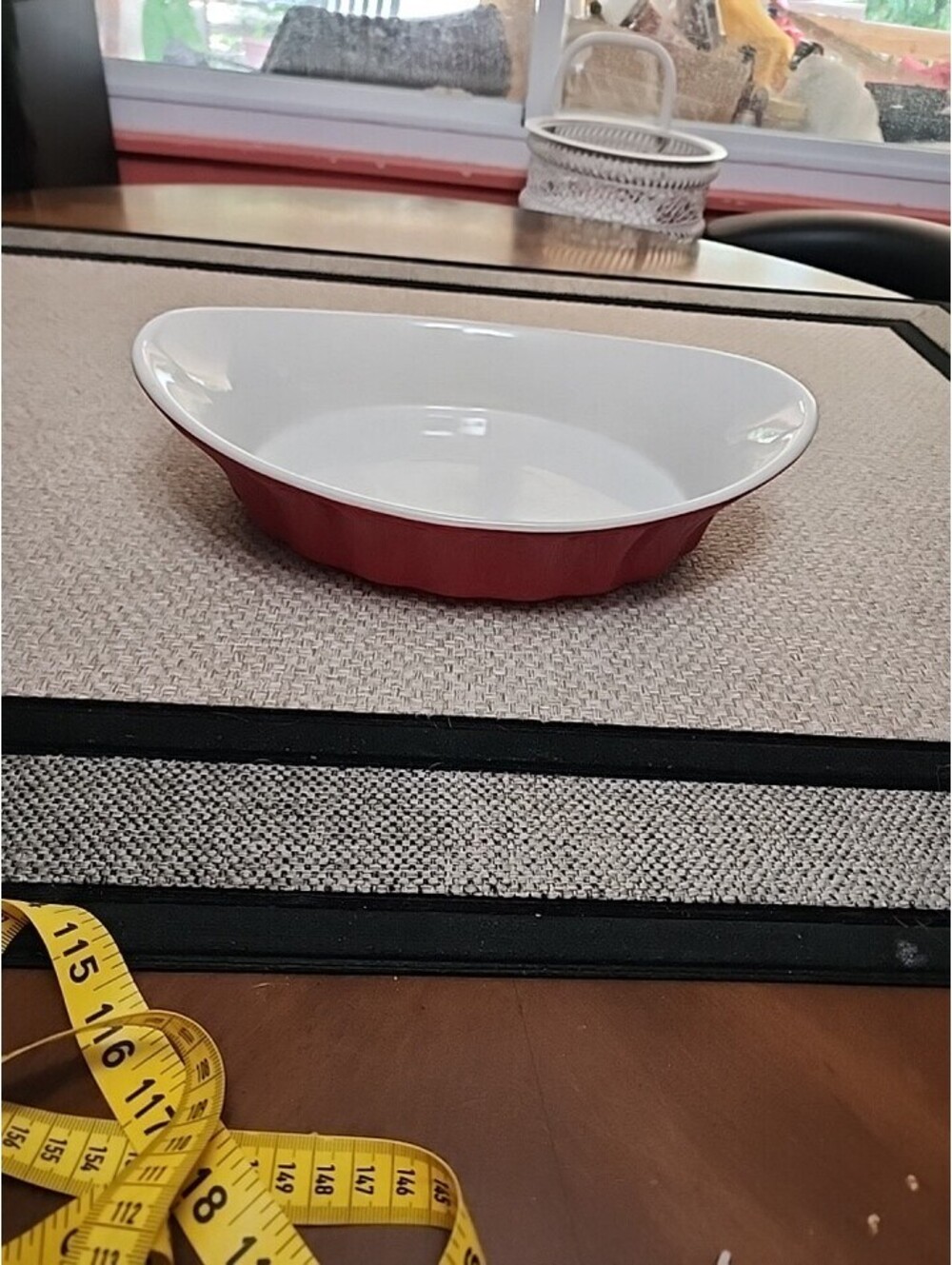 Crofton 11×8.25 Red White Ceramica Beking Dish Fuente Para Horno Ovalada